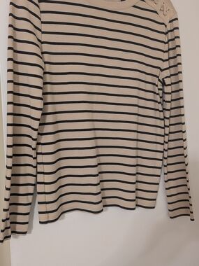 Striped Long Sleeve Top in Beige and Black